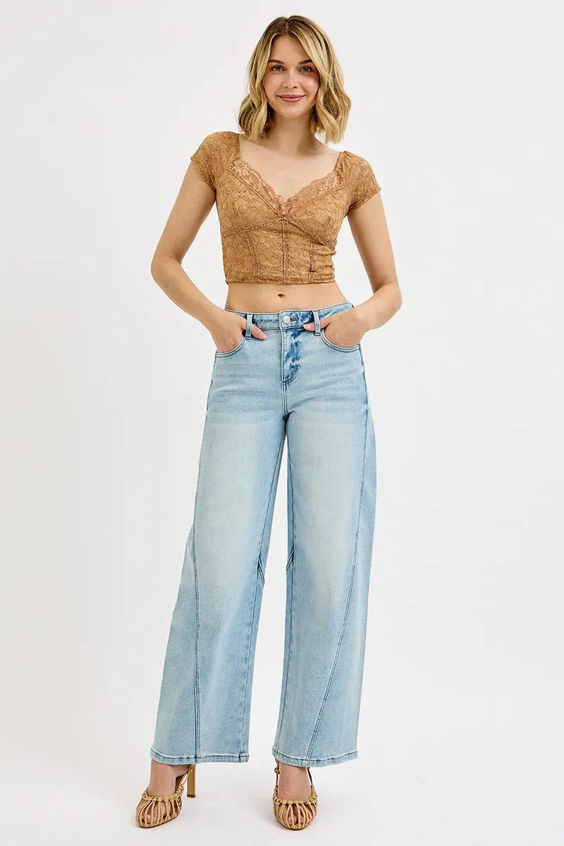 Hazel Blues® | RISEN Mid Rise Fit Barrel Jeans