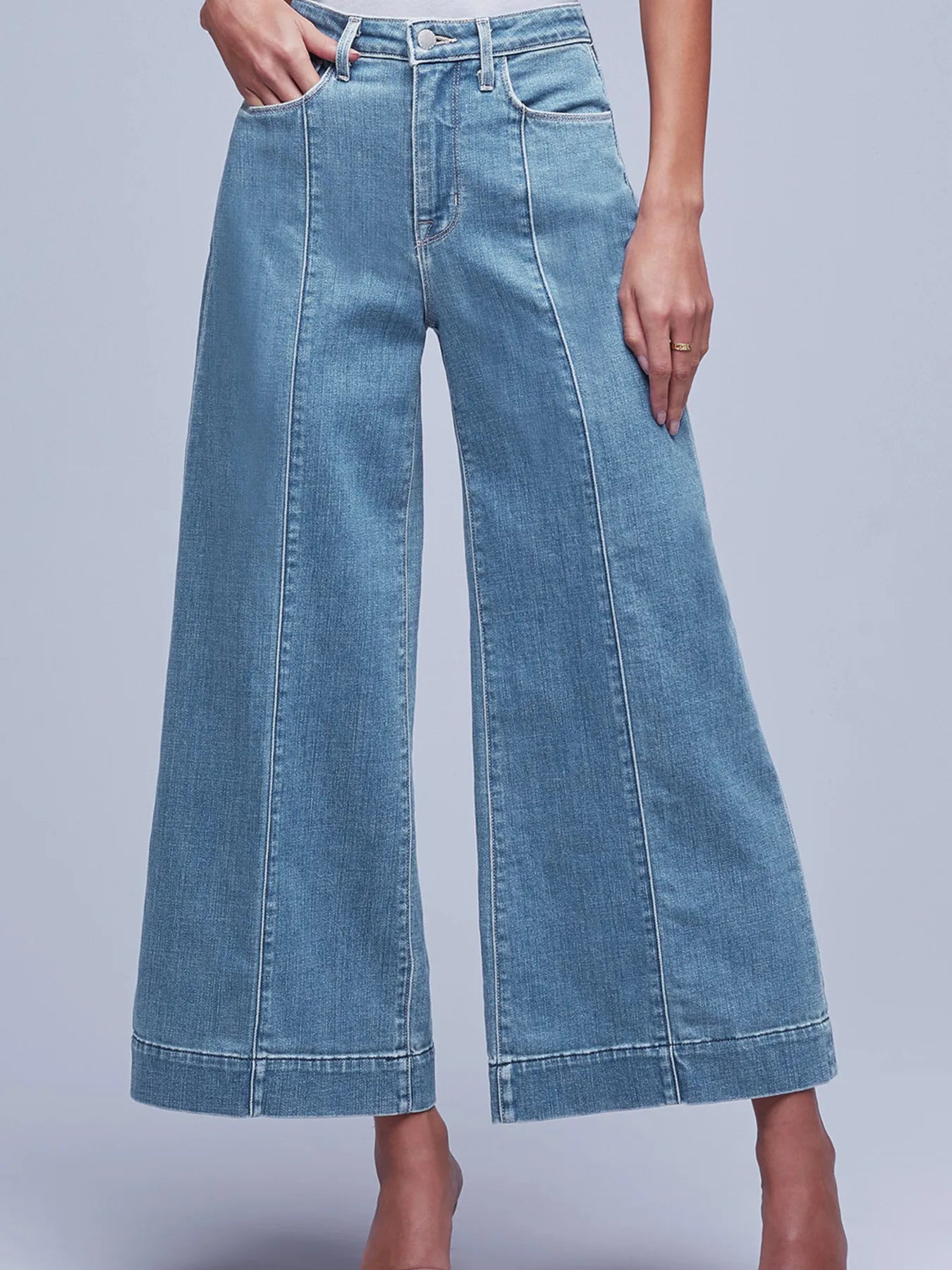 Hazel Blues® | Seam Detail Flared Bottom Ankle Length Jeans