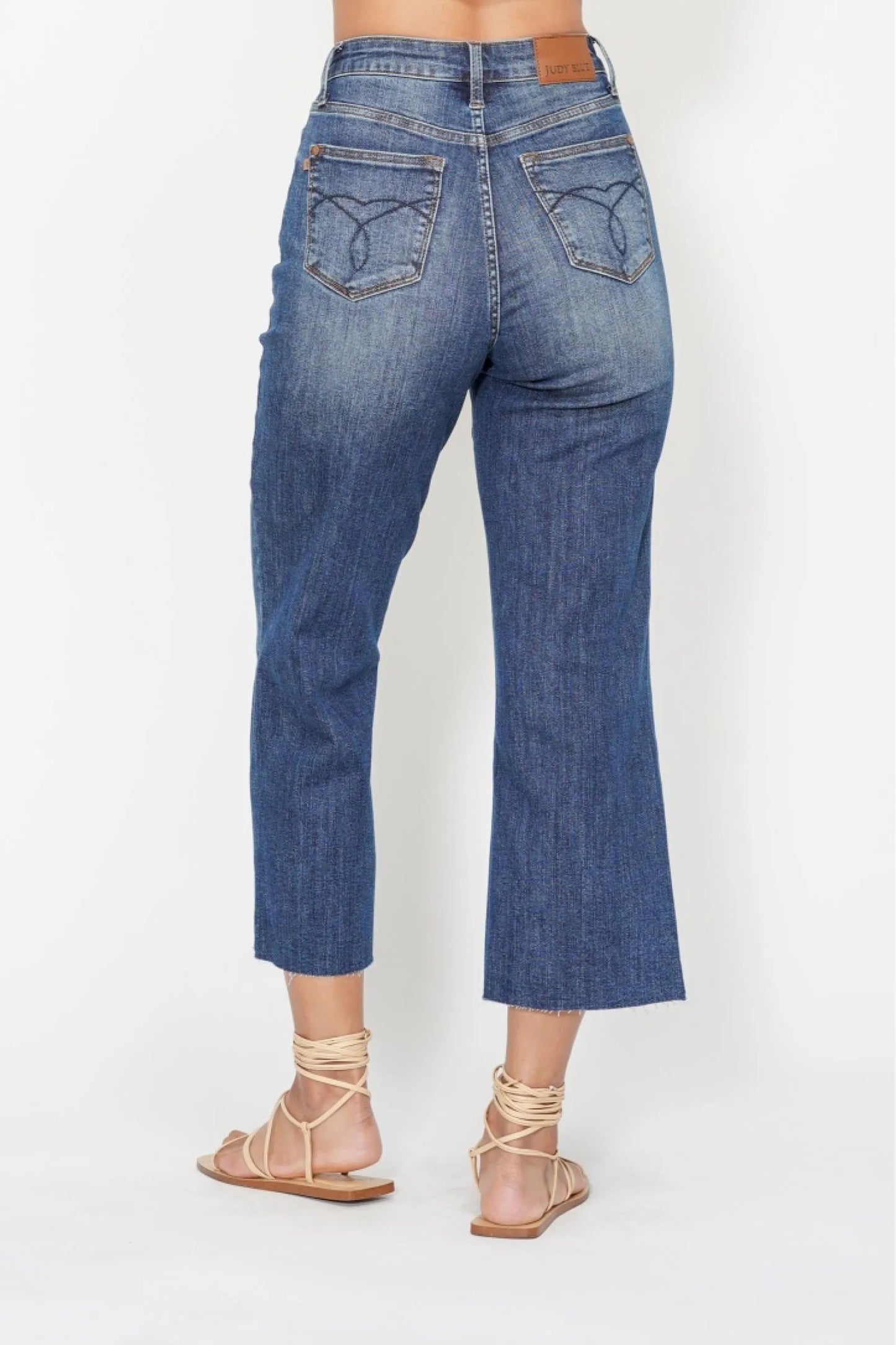 Hazel Blues® | Judy Blue High Waist Back Pocket Embroidery Crop Wide Jeans