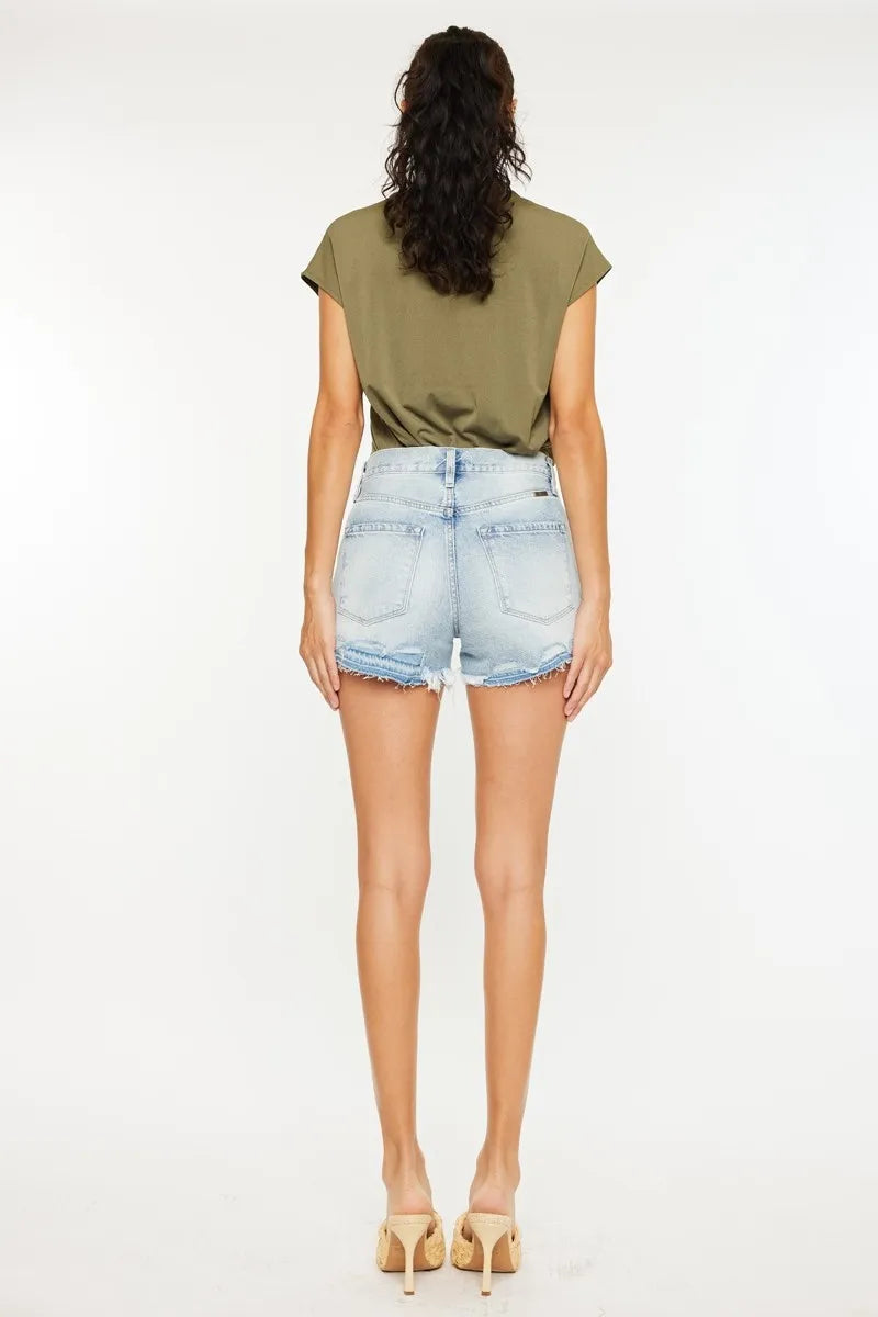 Hazel Blues® | Kancan High Rise Raw Hem Denim Shorts