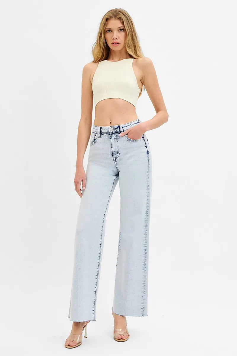Hazel Blues® | RISEN High Rise Wide Leg Jeans