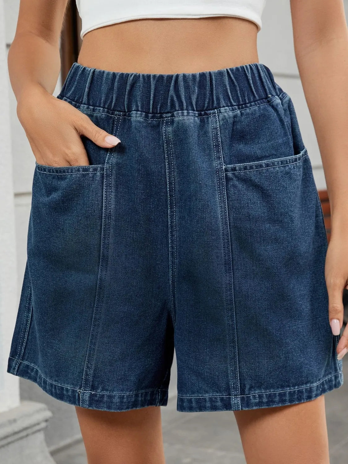 Hazel Blues® | Elastic Waist Denim Shorts