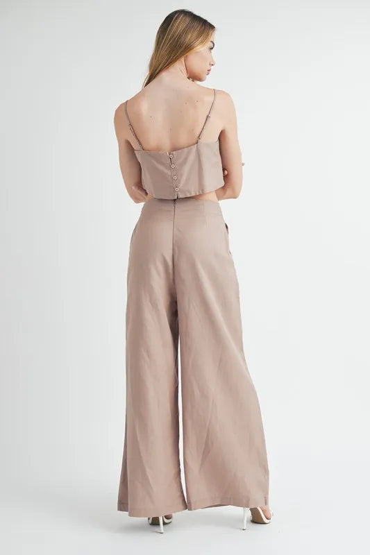 Hazel Blues® | MABLE Linen Mix Crop Cami and Wide Leg Pants Set