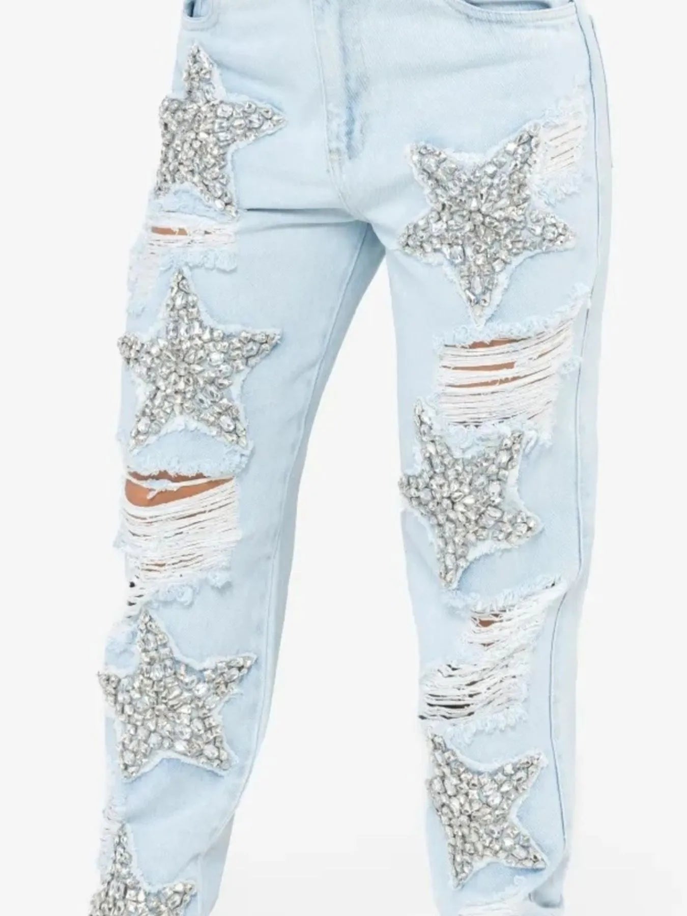 Hazel Blues® | Distressed Star Wash Boyfriend Jeans