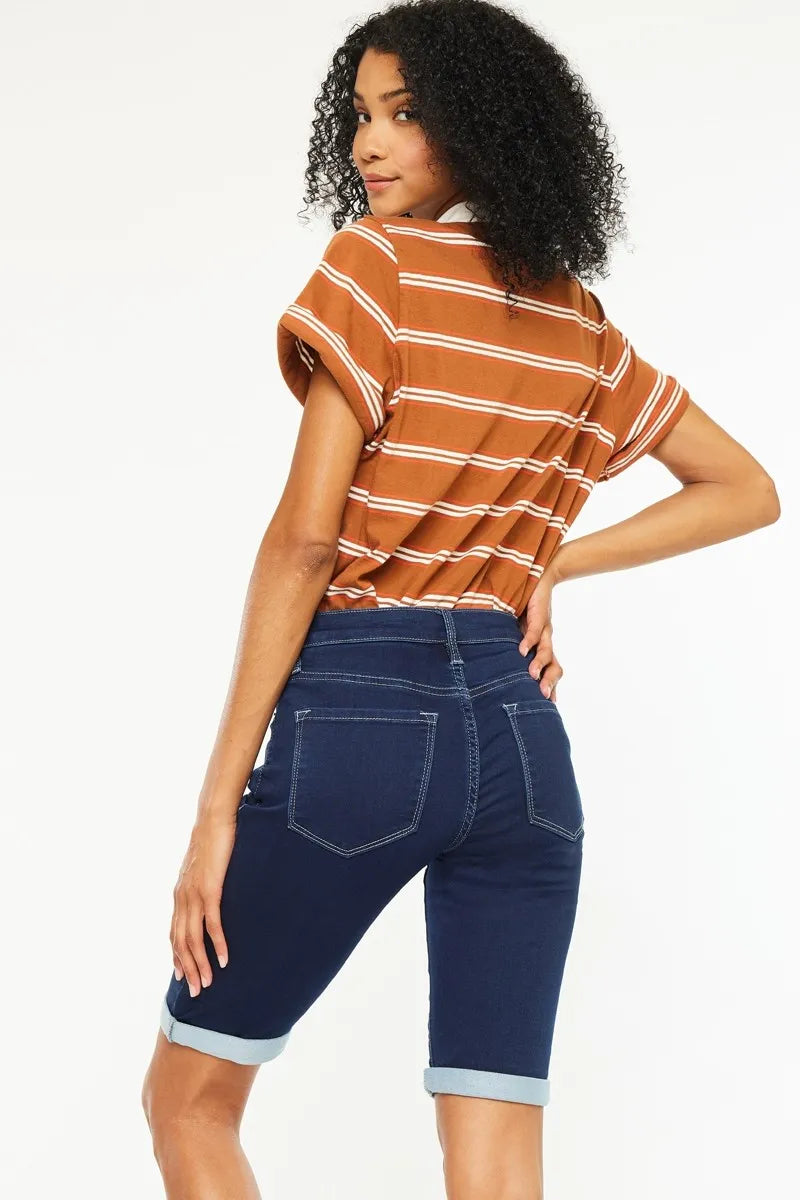 Hazel Blues® | Kancan Mid Rise Bermuda Denim Shorts