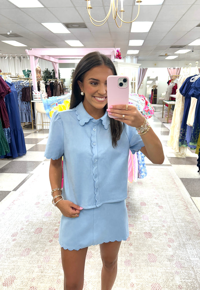 Autumn Social Scallop Skirt (Lt Blue)
