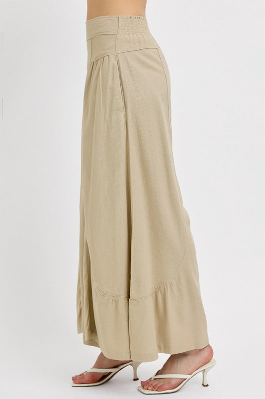 Hazel Blues® | RISEN Shirring Detail Wide Leg Pants