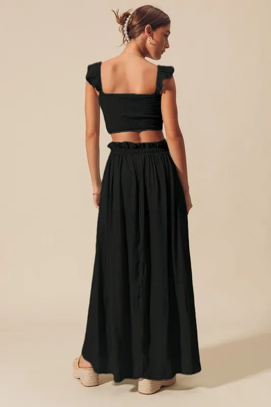 Hazel Blues® | SO ME Smocked Top and Flowy Maxi Skirt Set