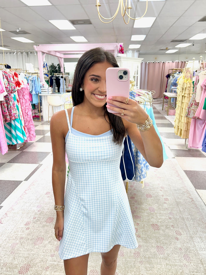 Blue and White Courtside Double Layer Athletic Dress