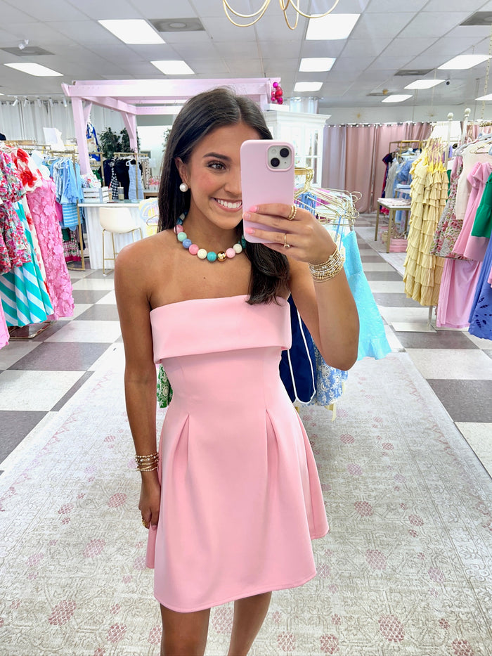 Bubblegum Pink Strapless Mini Dress