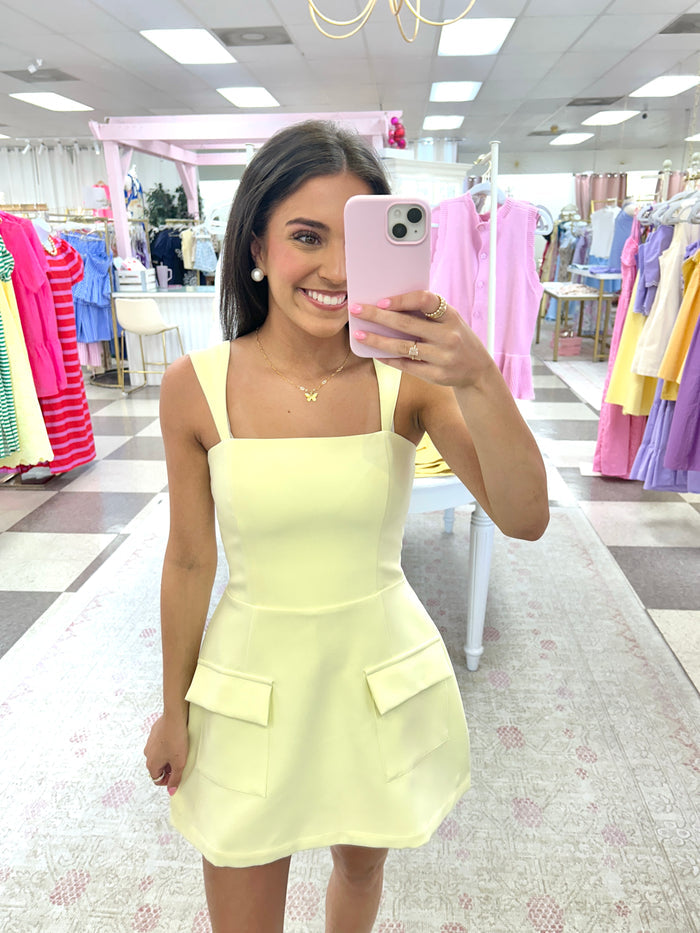 Camille Mini Romper Dress (Yellow)