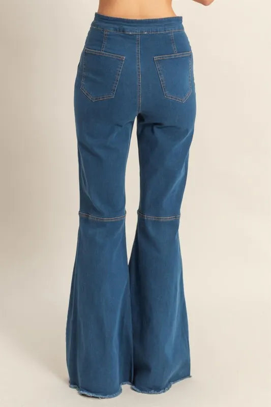 Hazel Blues® | HYFVE Raw Hem High-Waist Washed Flared Jeans