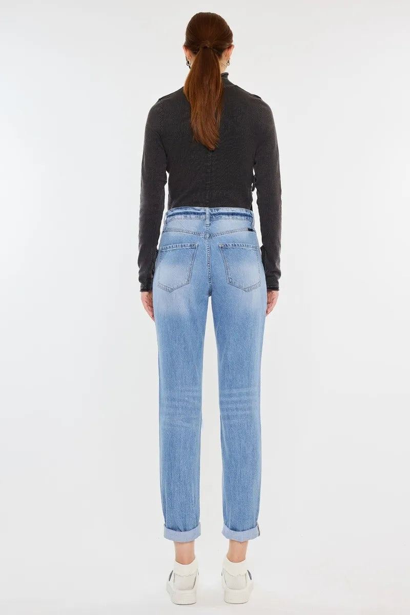 Hazel Blues® | Kancan High Rise Distressed Mom Jeans