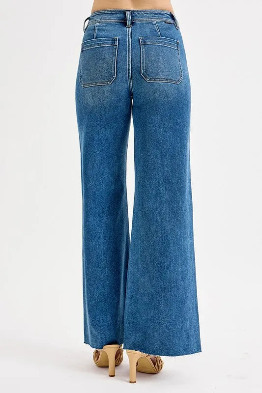Hazel Blues® | RISEN High-Waisted Wide Leg Jeans