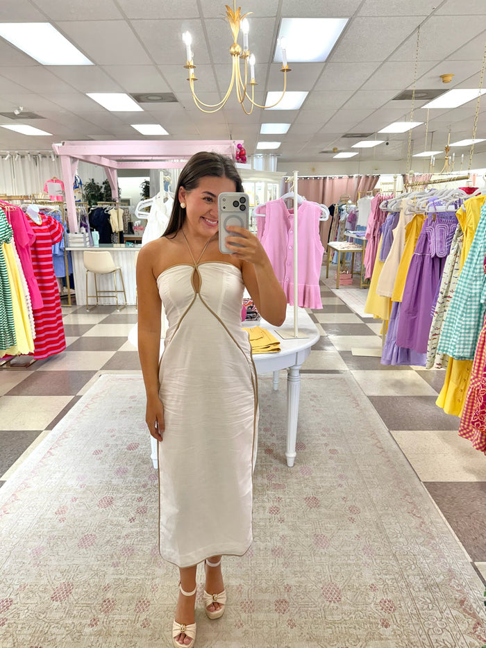 Ivory Isle Piping Midi dress