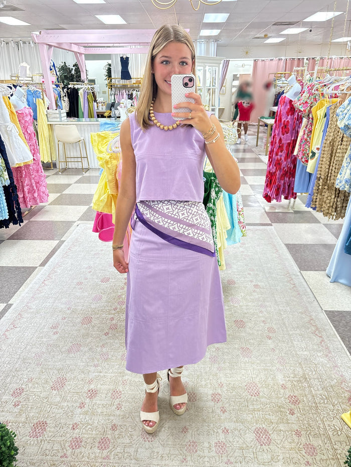 Jolie Lavender Zip Top Skirt Set