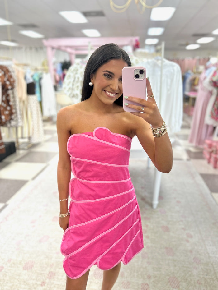 Seashells by the Seashore Mini Dress (Pink)