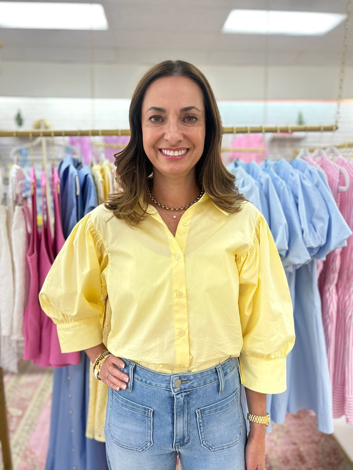 Stay Golden Yellow Button Down Top