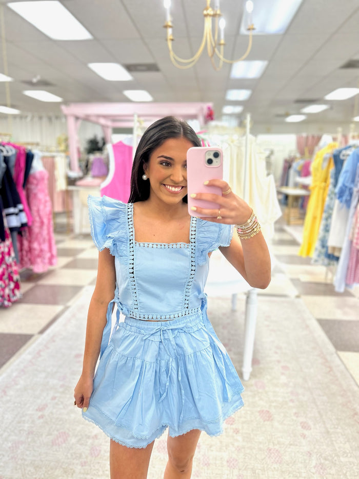 Vacay Ready 2 Piece Set (Top/Skort) (Lt Blue)