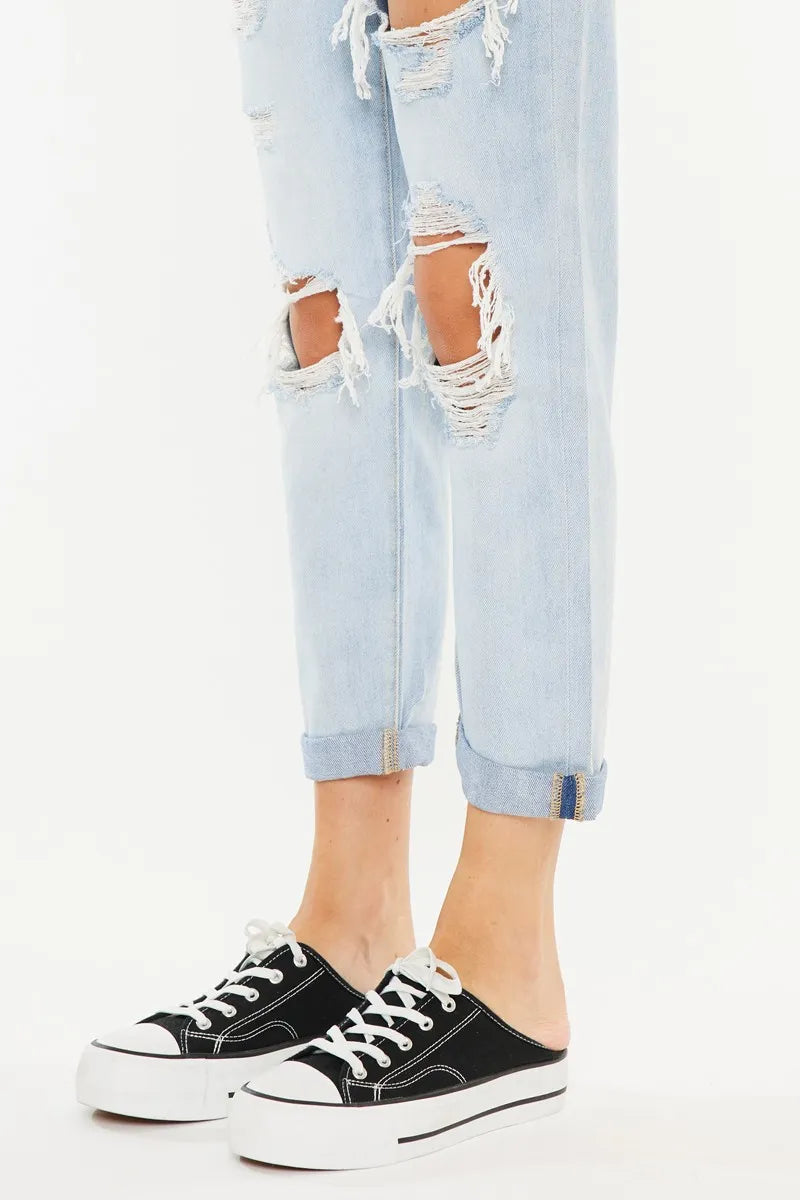Hazel Blues® |  Kancan Open Pack Paperbag Mom Jeans