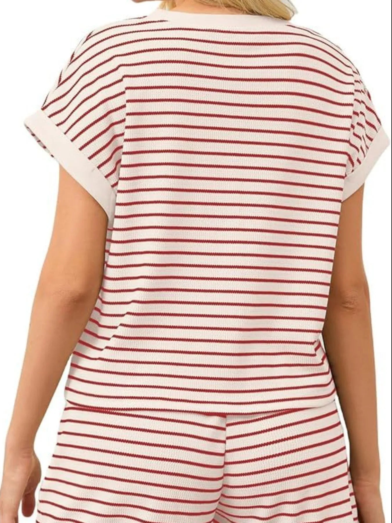 Hazel Blues® | Contrast Striped T-Shirt and Shorts Set