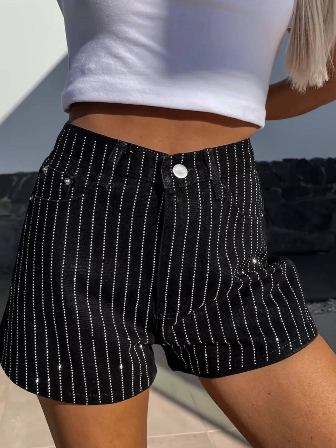 Hazel Blues® |  High Waist Wash Denim Shorts