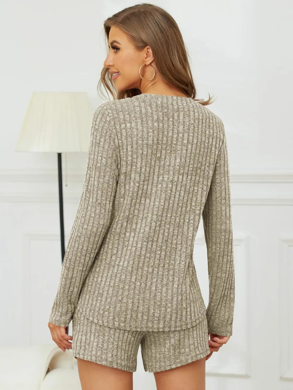 Hazel Blues® |  Ribbed Round Neck Top and Shorts Set