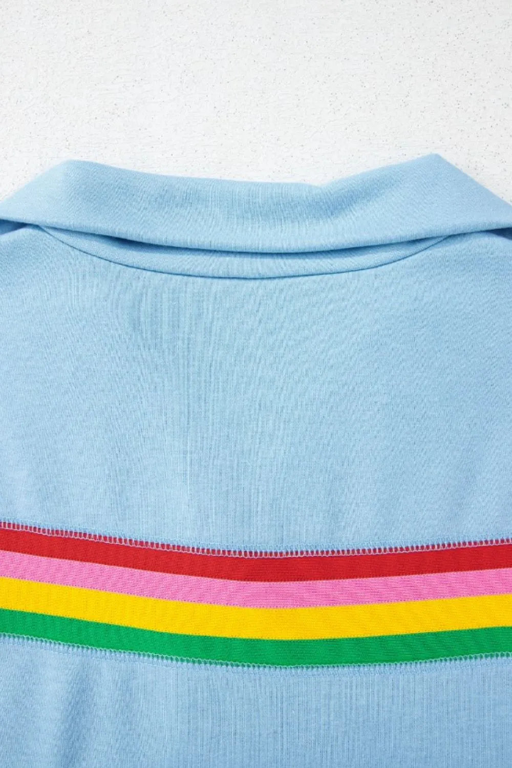 Hazel Blues® |  Rainbow Collared Short Sleeve Top and Shorts Set