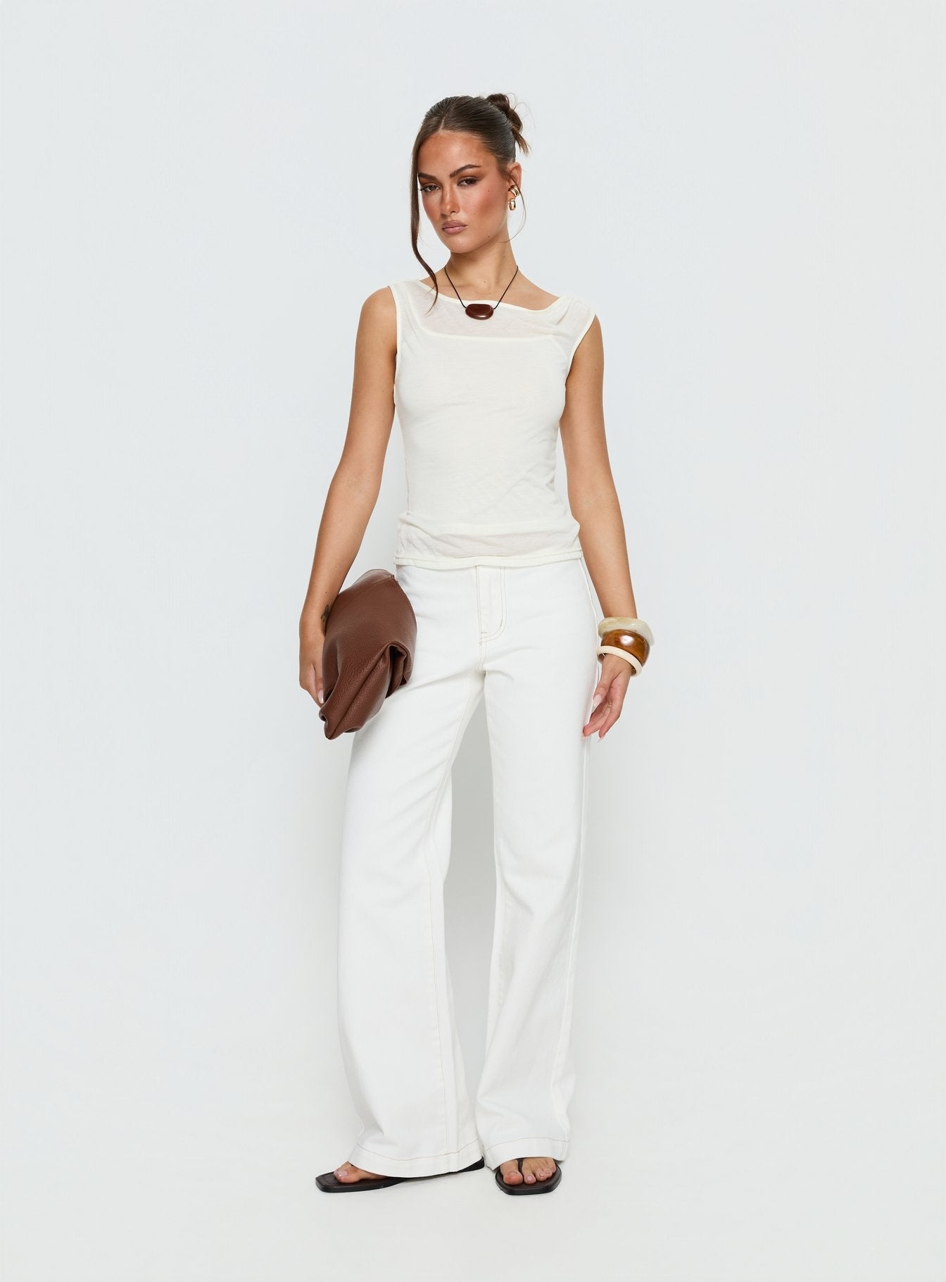 Buenos No Waist Low Rise Straight Leg Jeans White