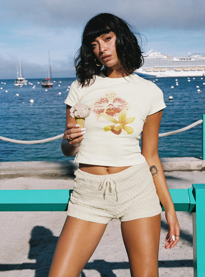 Blooming Orchids Graphic Top Cream