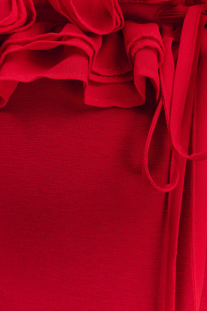 Nova Ruffle Off Shoulder Maxi Dress - Ruby