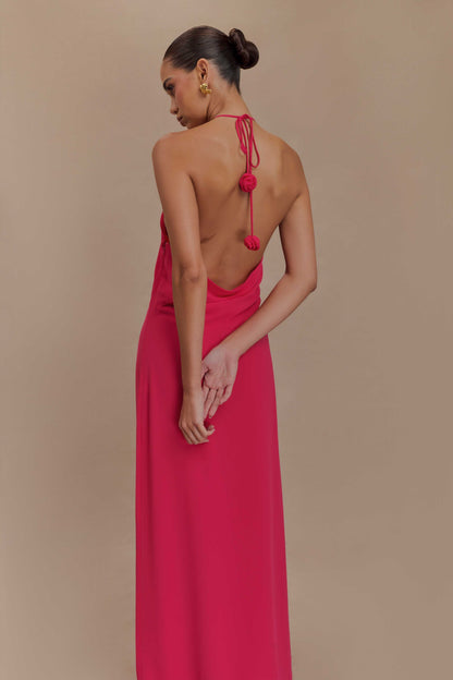 Rosalia Cowl Neck Maxi Dress - Raspberry