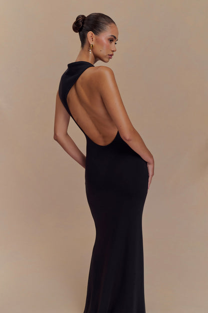 Katerina Scuba Jersey Cut Out Maxi Dress - Black