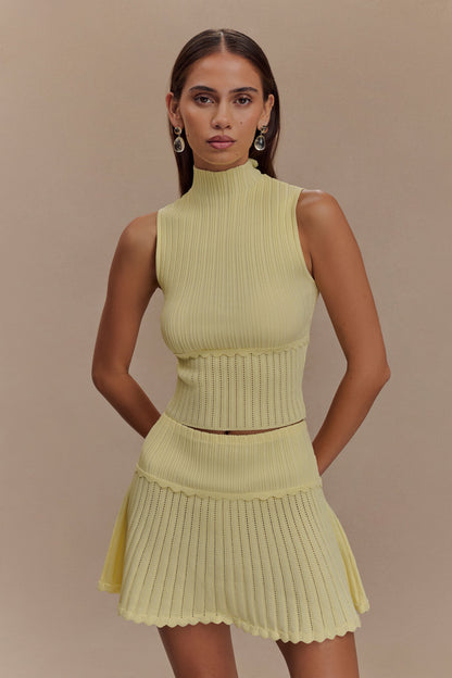 Indy Pointelle Knit Top - Lemon