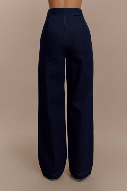 Rayne Wide Leg Denim Jeans - Indigo Blue