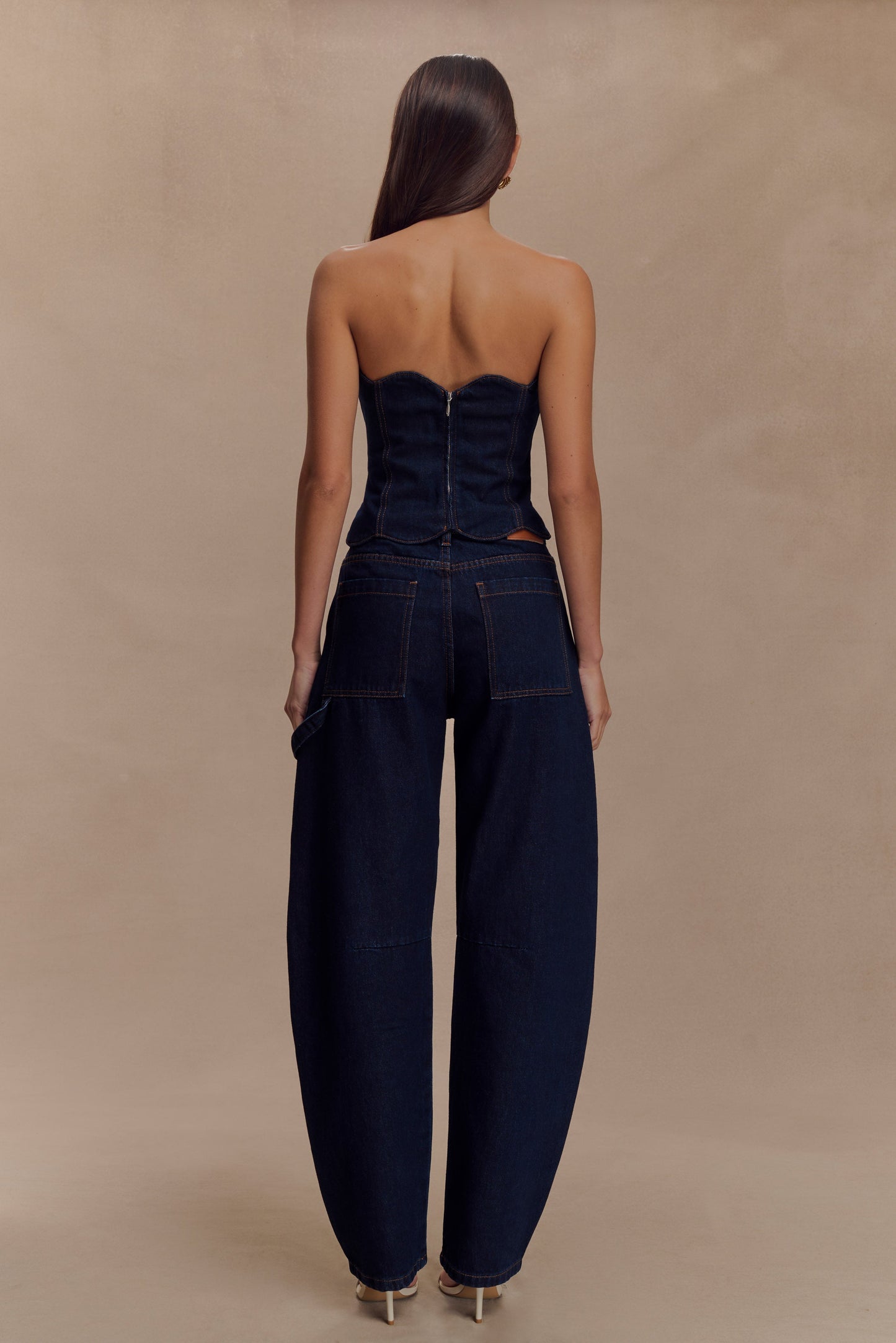 Oakley Strapless Scallop Denim Top - Indigo Blue
