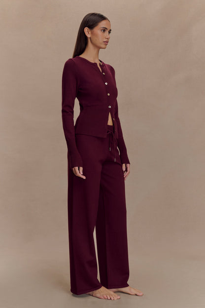 Reese Fitted Knit Cardigan - Merlot