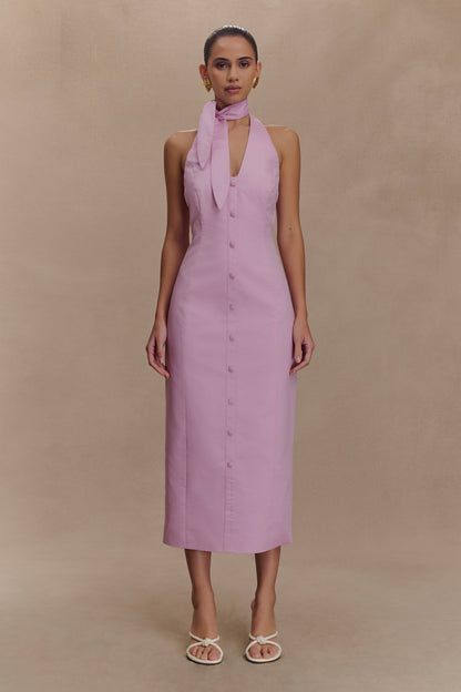 Simona Halter Neck Midi Dress - Blush Pink