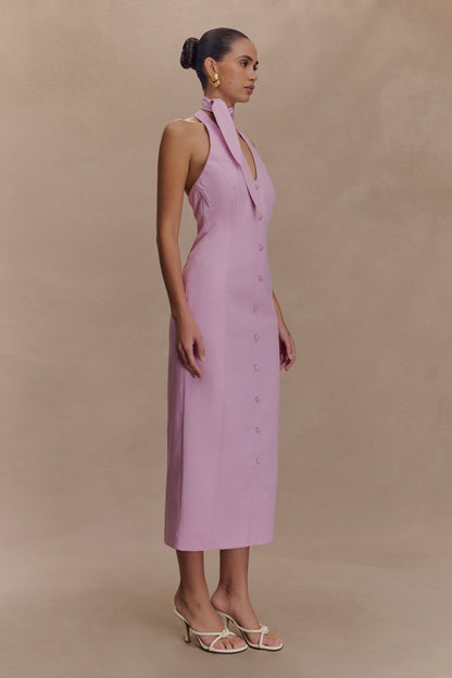 Simona Halter Neck Midi Dress - Blush Pink
