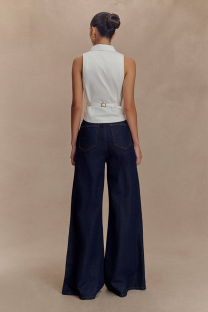 Selene Sleeveless Halter Shirt - White