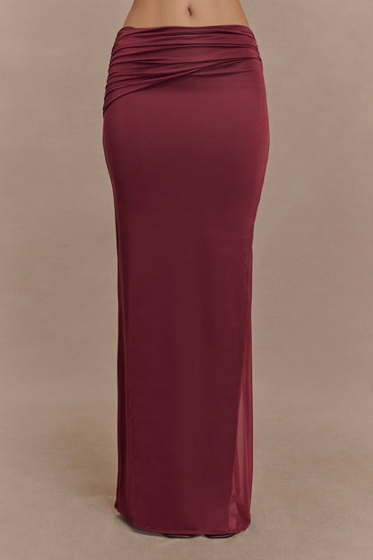 Judy Slinky And Mesh Maxi Skirt - Wine