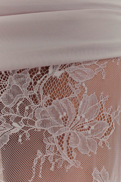 Guinevere Lace And Mesh Maxi Skirt - Lilac