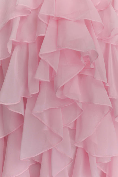 Marigold Ruffle Halter Mini Dress - Powder Pink