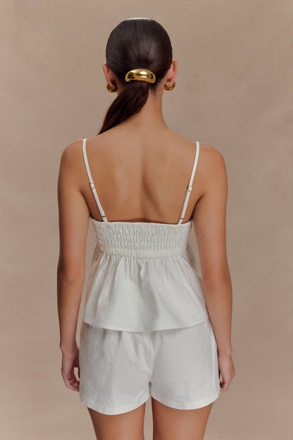 Janayia Cotton Beaded Top - White