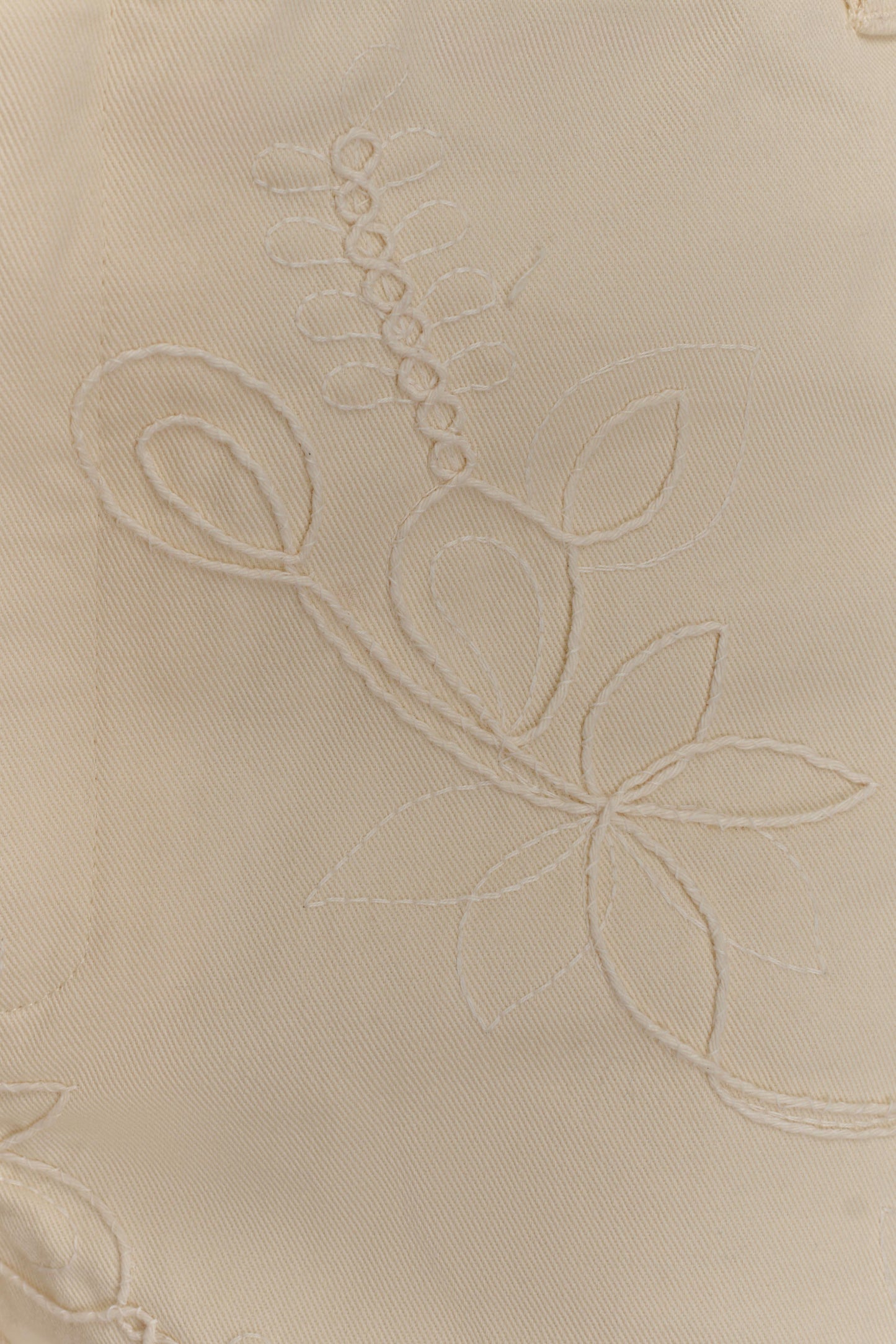 Ebony Embroidered Denim Micro Shorts - Cream
