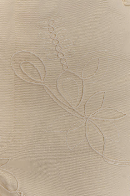 Ebony Embroidered Denim Micro Shorts - Cream