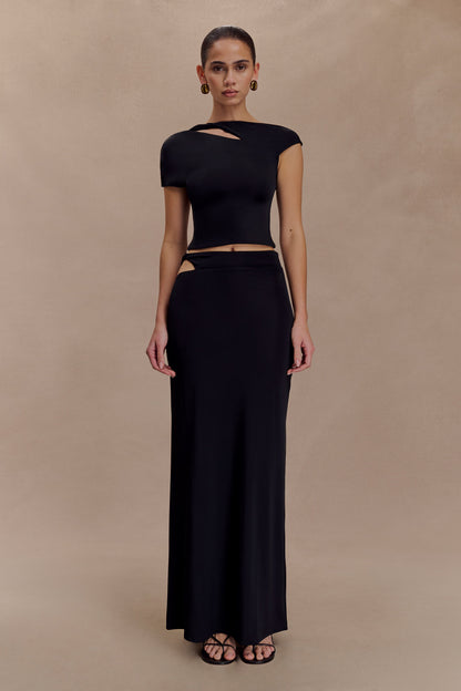 Haven Slinky Twist Midi Skirt - Black