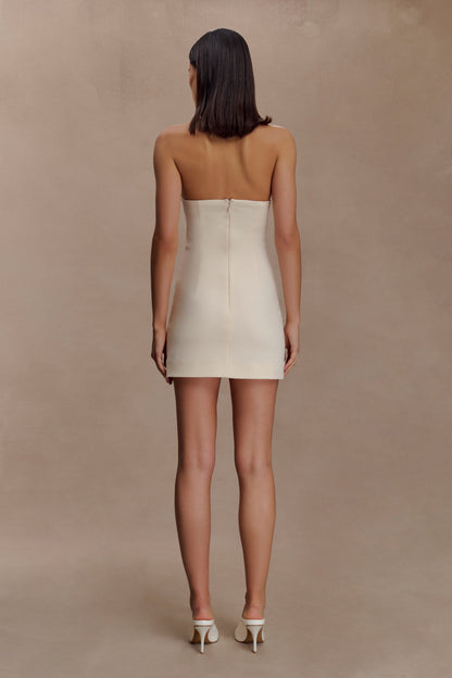 Christina Cross Over Mini Dress - Buttercream