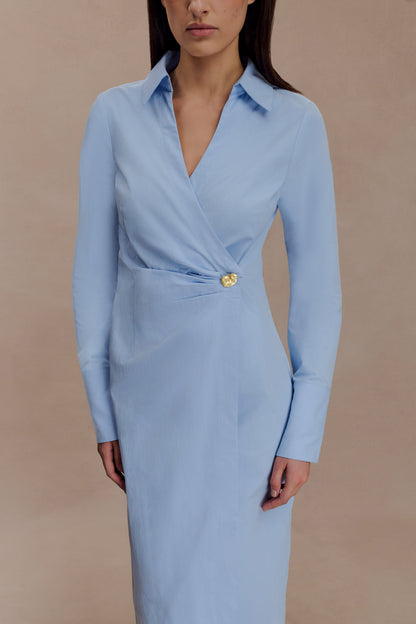Mikaila Asymmetric Shirt Dress - Blue