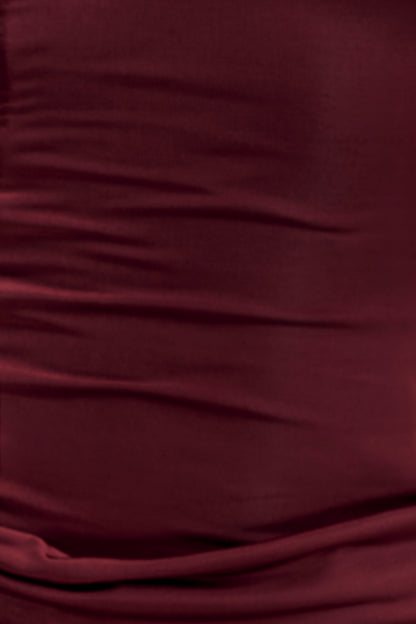 Mattea Slinky And Mesh Maxi Dress With Scarf - Burgundy